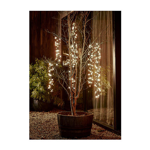 Cascata luci natalizie bianco caldo cluster twinkle 1080 LED 18 catene 8 giochi luminosi int est 2 m 3