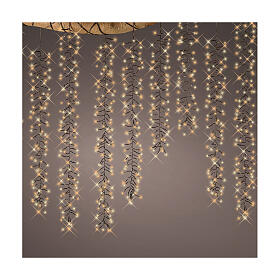 Cluster twinkle curtain of 1080 white LED Christmas lights, 8 light plays, 18 light chains, 2 m long, in/outdoor