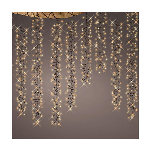 Cascata luminosa cluster twinkle 1080 LED bianco caldo bianco freddo int est 8 effetti 2m 1