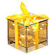 Paquet cadeau lumineux Noël 8 LEDs blanc chaud doré verre 7x7x7 cm pour intérieur s2