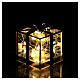 Christmas gift illuminated by 8 cold white LEDs, smoked black glass, 3x3x3 in, indoor s3