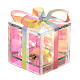Christmas gift illuminated by 6 LEDs, opalescent glass, Crystal design, 3x3x3 in, indoor s2