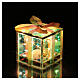 Paquet cadeau lumineux Noël verre opalescent 6 LEDs Crystal design 7x7x7 cm pour intérieur s3