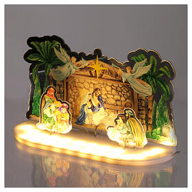 Crystal Tales Nativity Scene with 21 LED lights, battery or USB cable, indoor, 15x20x10 cm