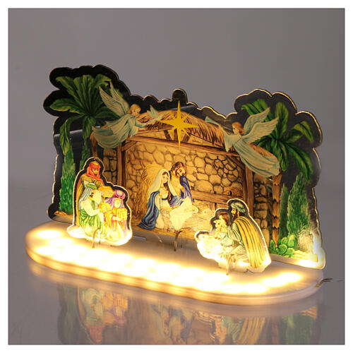 Crystal Tales Nativity Scene with 21 LED lights, battery or USB cable, indoor, 15x20x10 cm 1
