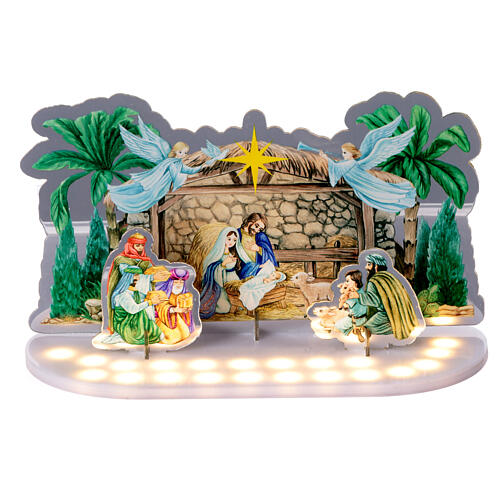 Crystal Tales Nativity Scene with 21 LED lights, battery or USB cable, indoor, 15x20x10 cm 2