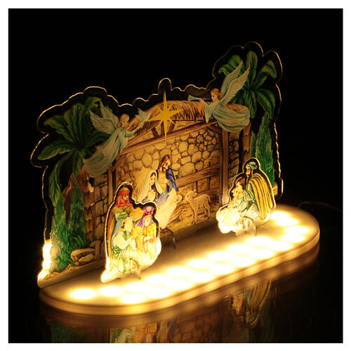 Crystal Tales Nativity Scene with 21 LED lights, battery or USB cable, indoor, 15x20x10 cm 3
