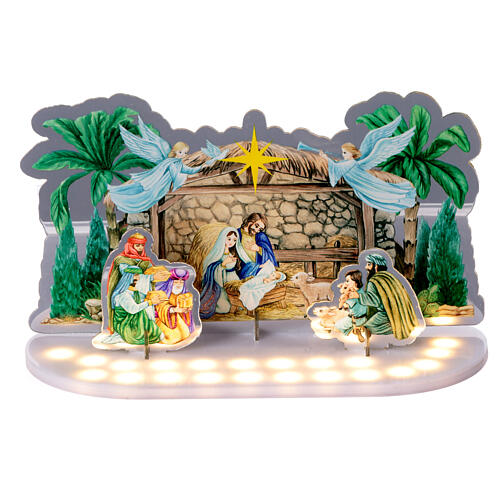 Nativité lumineuse Crystal Tales 21 LEDs à piles câble USB pour intérieur 15x20x10 cm 2