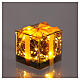 Christmas gift with 20 warm white LED drops, golden glass, 5x5x5 in, indoor s1