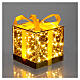Gift box 25 drops LED warm light golden glass 15x15x15 cm battery-operated yellow bow s1