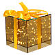 Gift box 25 drops LED warm light golden glass 15x15x15 cm battery-operated yellow bow s2