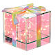 Paquet cadeau Crystal design verre opalescent 20 LEDs colorés lumière fixe à piles 12x12x12 cm pour intérieur s2