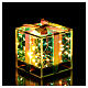 Paquet cadeau Crystal design verre opalescent 20 LEDs colorés lumière fixe à piles 12x12x12 cm pour intérieur s3