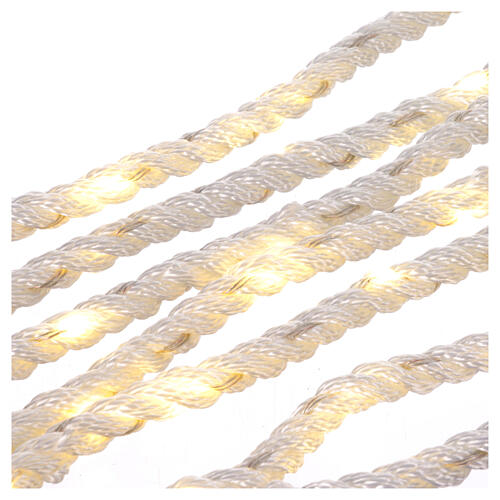 White nylon rope illuminated by 60 warm white LEDs, timer and light sets, 16 ft 2