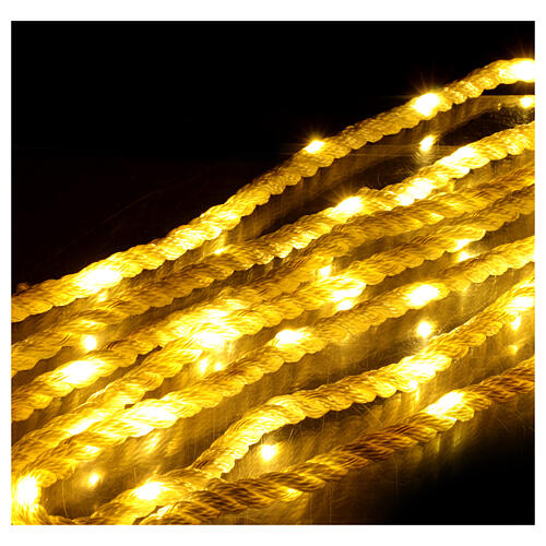 White nylon rope illuminated by 60 warm white LEDs, timer and light sets, 16 ft 5