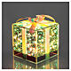 Paquet cadeau verre opalescent 25 LEDs colorés lumière fixe à piles 15x15x15 cm Crystal design pour intérieur s1