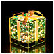Paquet cadeau verre opalescent 25 LEDs colorés lumière fixe à piles 15x15x15 cm Crystal design pour intérieur s3