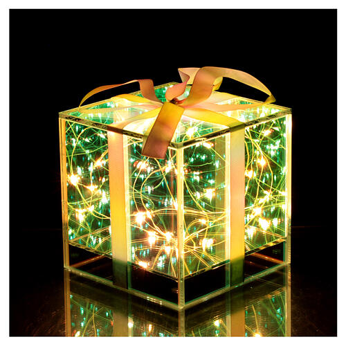 Gift pack of 25 battery-operated opalescent glass LEDs 15x15x15 cm crystal design internal only 3