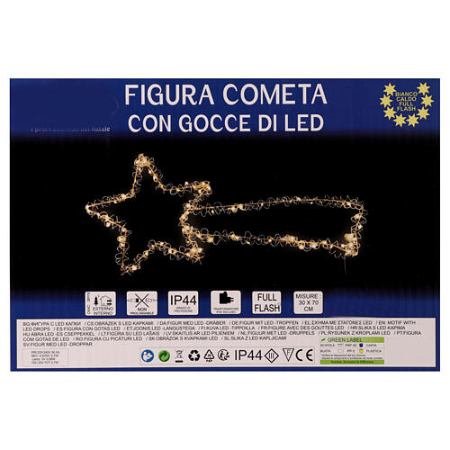 Estrella cometa 30x70 cm blanco cálido full flash 100 gotas de LED int ext 6