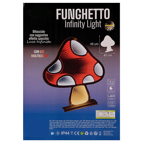 Christmas LED mushroom, red and white, 204 multicolour lights with Infinity Light effect, 18x18 in, indoor/outdoor 4