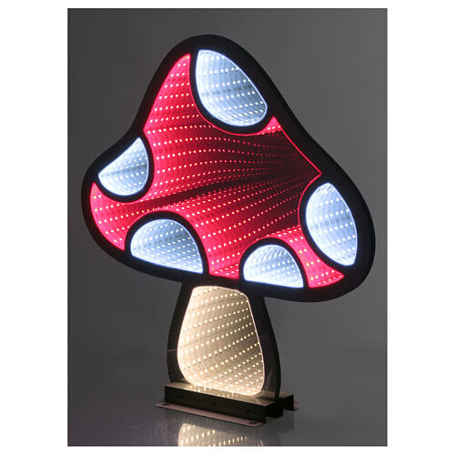 Cogumelo luminoso de Natal branco e vermelho 204 LEDs multicolores Infinity Light 45x45 cm interior/exterior 1