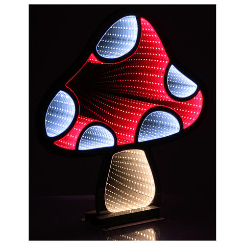 Cogumelo luminoso de Natal branco e vermelho 204 LEDs multicolores Infinity Light 45x45 cm interior/exterior 3