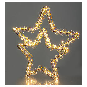 Double Christmas star with 135 LED lights, warm white, full flash, 16x18 in, indoor/outdoor
