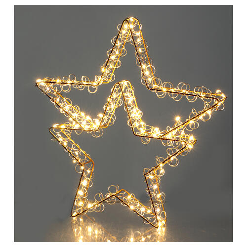 Double Christmas star with 135 LED lights, warm white, full flash, 16x18 in, indoor/outdoor 1
