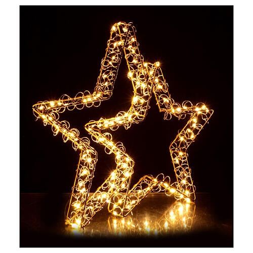 Doble estrella luminosa navideña 135 led blanco cálido full flash 40x45 cm int ext 2