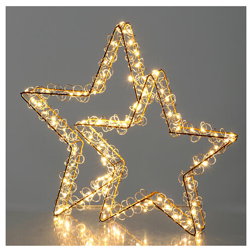 Doppia stella luminosa natalizia 135 led bianco caldo full flash 40x45 cm int est 3