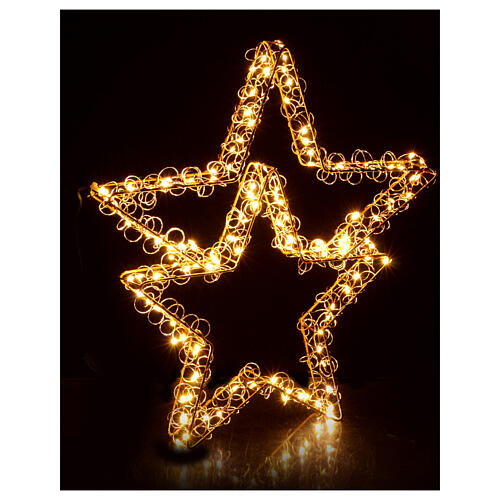 Doppia stella luminosa natalizia 135 led bianco caldo full flash 40x45 cm int est 5