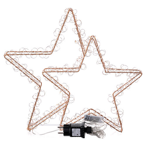 Doppia stella luminosa natalizia 135 led bianco caldo full flash 40x45 cm int est 6