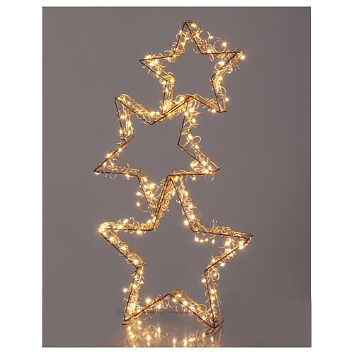 Triple Christmas star with 126 LED lights, warm white, full flash, 20x14 in, indoor/outdoor 1