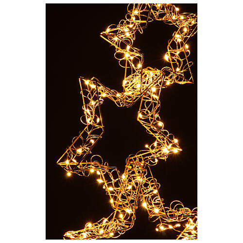 Triple Christmas star with 126 LED lights, warm white, full flash, 20x14 in, indoor/outdoor 2