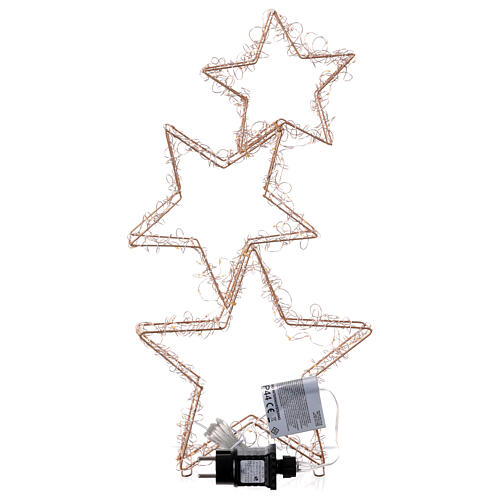 Triple estrella navideña luminosa 126 led blanco cálido full flash int ext 50x35 cm int ext  6