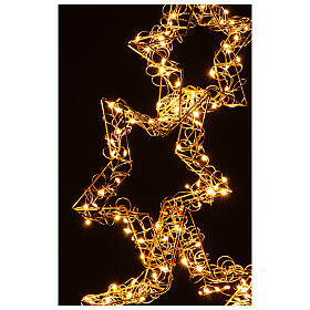 Tripla stella natalizia luminosa 126 led bianco caldo full flash int est 50x35 cm int est