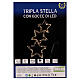 Tripla stella natalizia luminosa 126 led bianco caldo full flash int est 50x35 cm int est s5