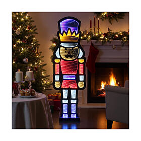Soldado quebra-nozes luminoso 282 LEDs multicolores Infinity Light interior/exterior 60x25 cm de face dupla