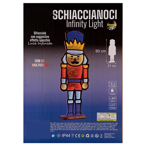 Soldado quebra-nozes luminoso 282 LEDs multicolores Infinity Light interior/exterior 60x25 cm de face dupla 4