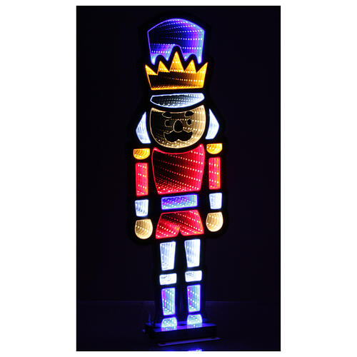 Soldado quebra-nozes luminoso 282 LEDs multicolores Infinity Light interior/exterior 60x25 cm de face dupla 4