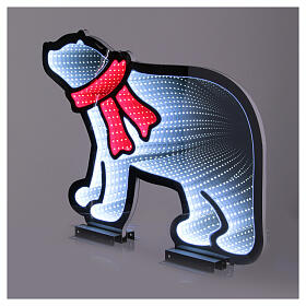 Luminous two-sided polar bear with 246 red and white LED lights, Infinity Light effect, 18x24 in, indoor/outdoor