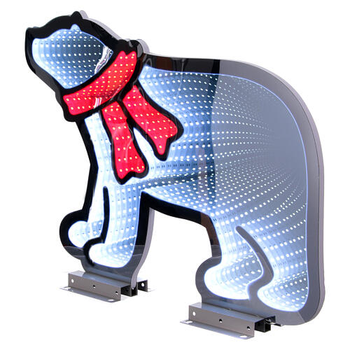 Luminous two-sided polar bear with 246 red and white LED lights, Infinity Light effect, 18x24 in, indoor/outdoor 2