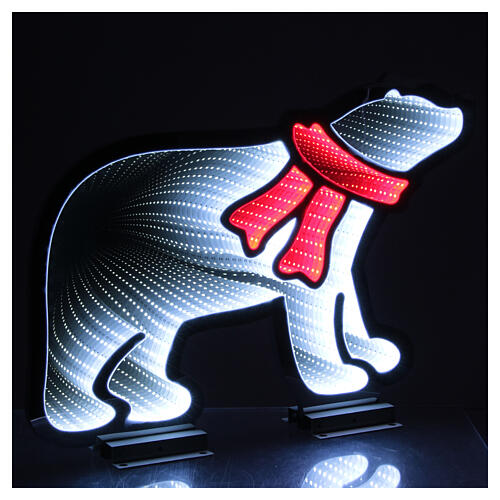Urso polar de Natal 45x60 cm Infinity Light interior/exterior 246 LEDs branco e vermelho face dupla 3