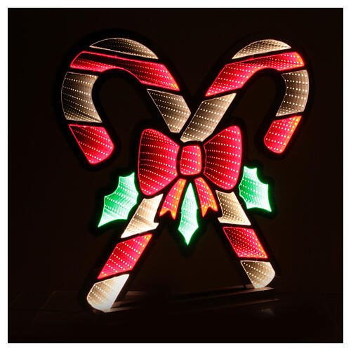 Candy canes with bow, Infinity Light, 468 multicolour LED lights, steady light, 24x12 in, indoor/outdoor 3