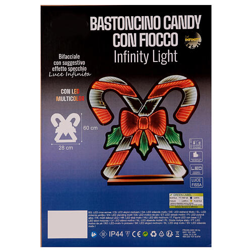Bastoncini candy fiocco Infinity Light 468 LED luce fissa multicolor 60x30 cm int est 5