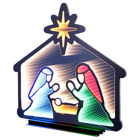 Luminous two-sided Nativity Scene, 405 multicolour LED lights, 25x25 in, Infinity Light, steady light