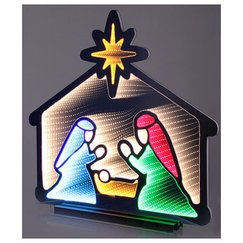 Luminous two-sided Nativity Scene, 405 multicolour LED lights, 25x25 in, Infinity Light, steady light 1