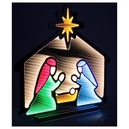Luminous nativity scene 405 multicolor LEDs internal 63x63 cm Infinity Light double face fixed light 3