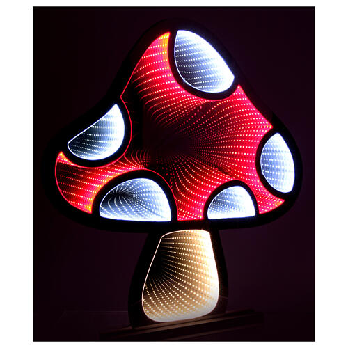 Cogumelo luminoso de Natal branco vermelho 70x70 cm interior/exterior 288 LEDs multicolores Infinity Light 3