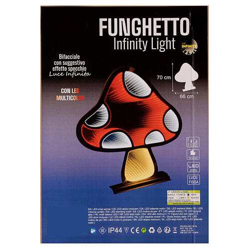Cogumelo luminoso de Natal branco vermelho 70x70 cm interior/exterior 288 LEDs multicolores Infinity Light 4